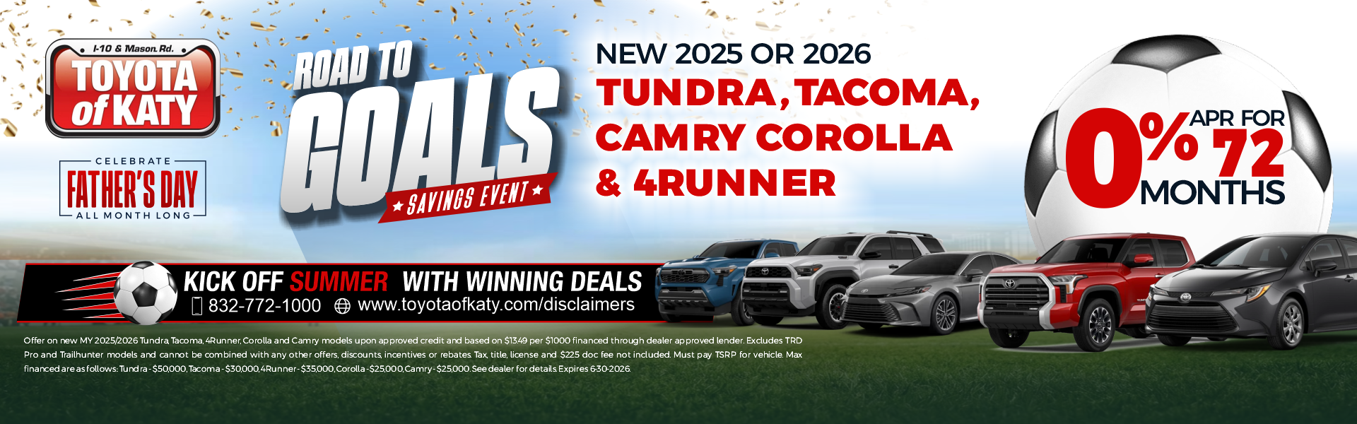 New 2025 or 2026 Tundra, Tacoma, Camry Corolla and 4Runner