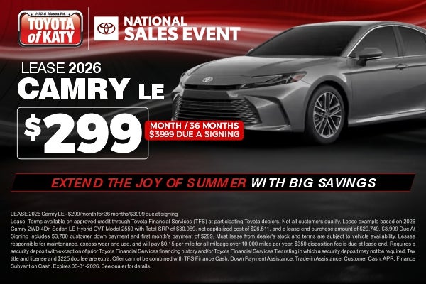 August Camry Lease Special Katy