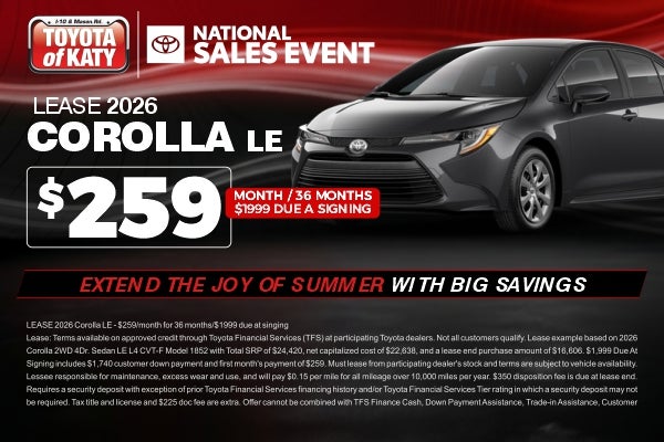 August Corolla Lease Special Katy