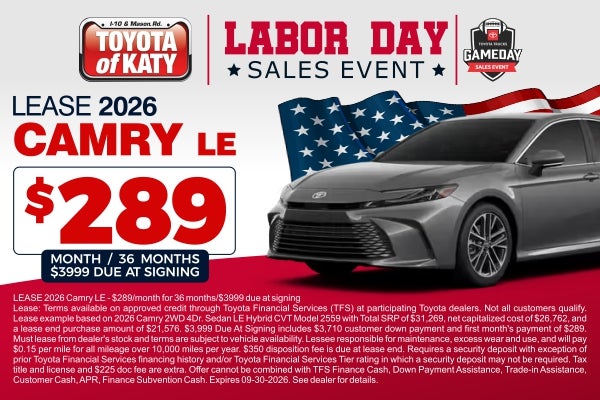 Sept 2026 Camry Lease Special