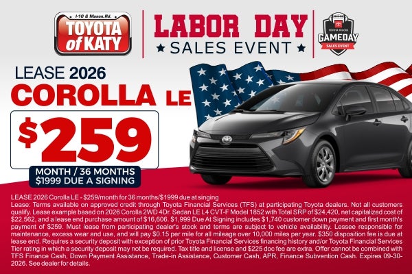 Sept 2026 Corolla Lease Special