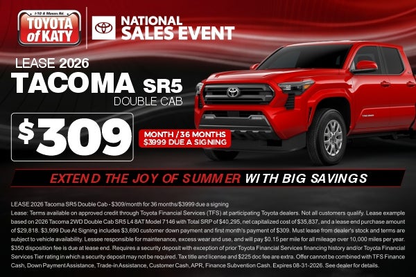 August Tacoma Lease Special Katy