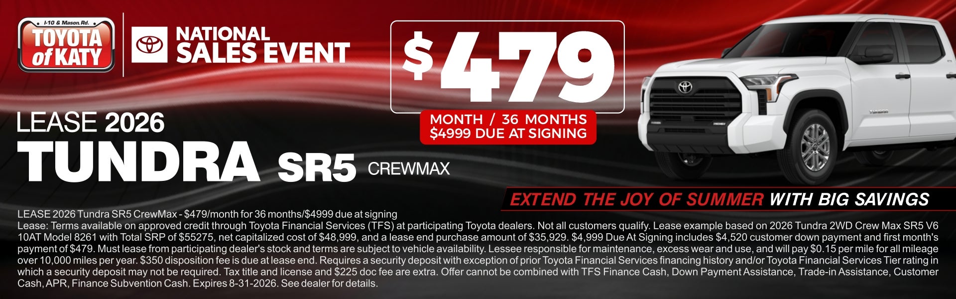 August Tundra Lease Special Katy